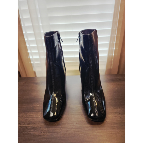 Sam Edelman Codie Crinkled Faux Leather Block Heel Boots Booties 9.5 M BLACK - Picture 8 of 16